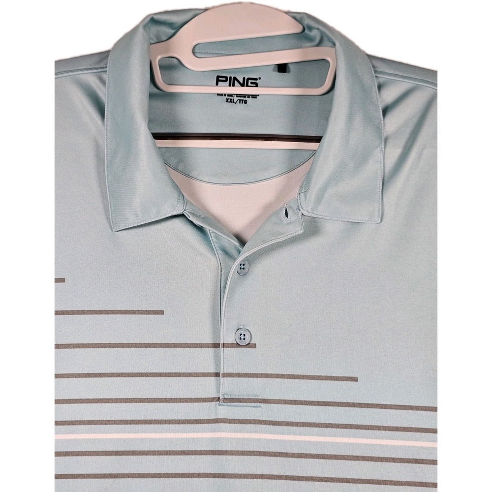 PING Golf Polo Shirt Mens XXL Blue Striped Performance Stretch